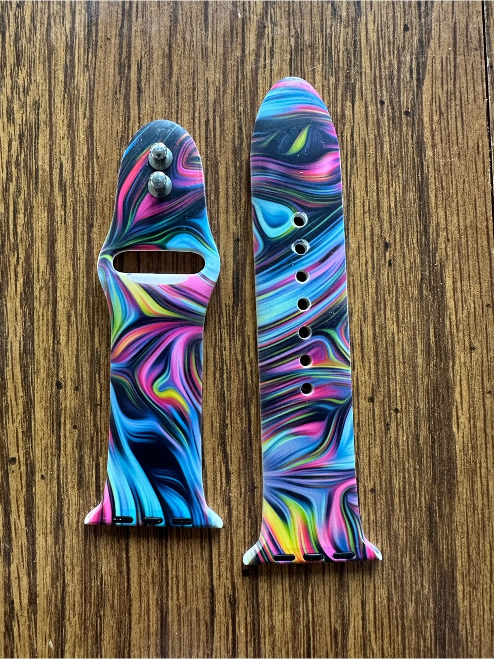 Apple Multicolor Swirl Silicone Watch Band - Blue, Pink, Yellow, Black
